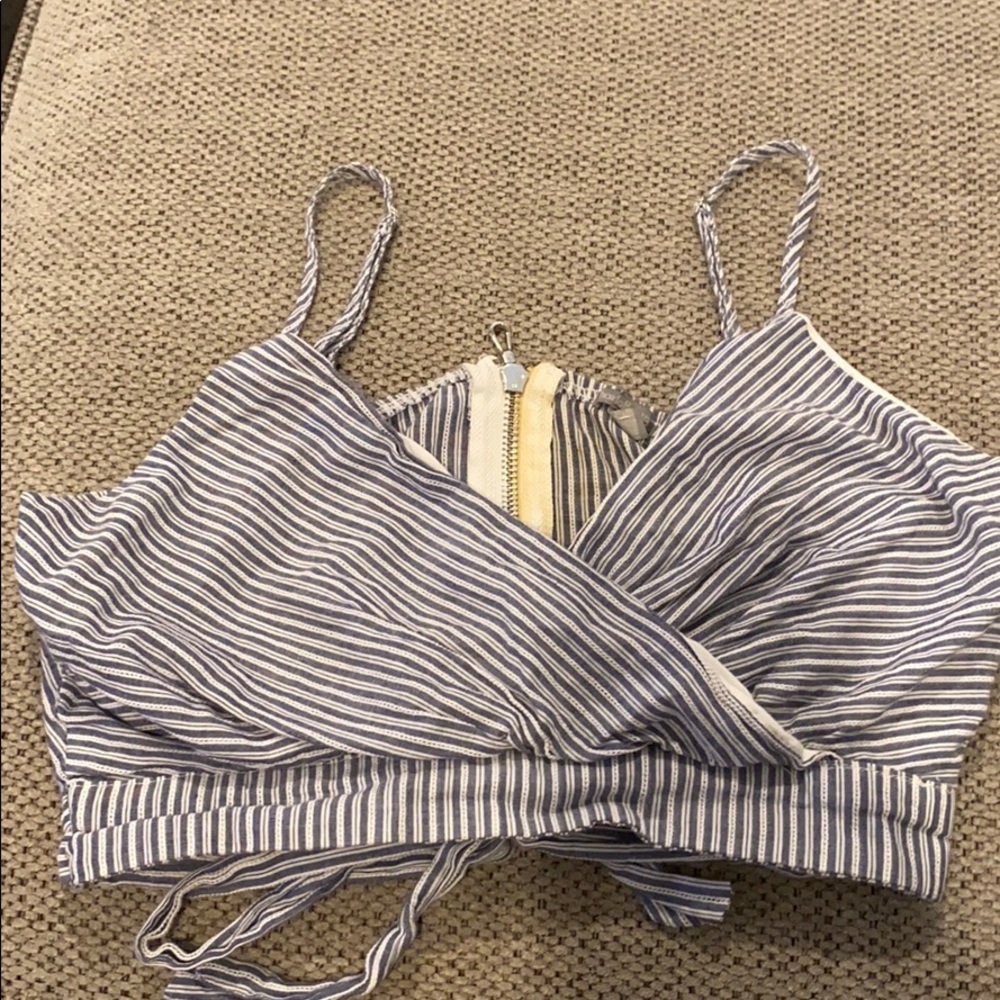 Blue and white crop top